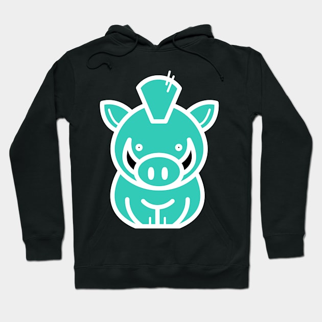 Turquoise Pig Hoodie by PGMcast